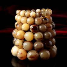 藏式天然白牦牛角高密度男女士手串西藏满血牛角佛珠手持圆珠桶珠