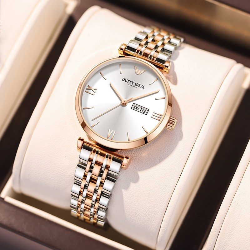 Dufi Goya Brand Watch Wholesale Manufacturer Cross-Border Live Broadcast Quartz Dual Calendar Waterproof Women's Watch Douyin Women's Watch