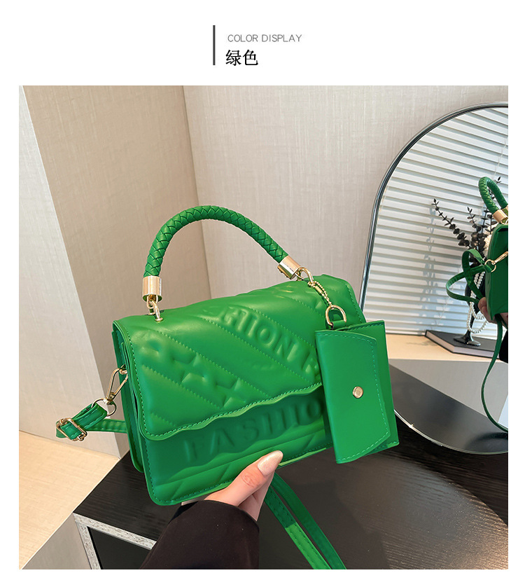 Ladies' candy-colored stylish handbag, 2024 autumn new ins single-shoulder crossbody bag, stylish embossed small square bag undefined