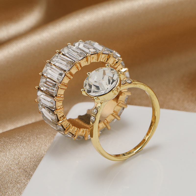 أزياء ريترو الفرنسية سبائك معدنية أنيقة الملمس تعيين خاتم بالجملة display picture 4