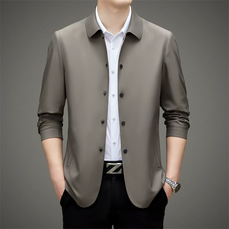 Мужская куртка с отворотами для мужчин среднего возраста, пиджак для папы, деловая Повседневная весенне-осенняя мужская куртка