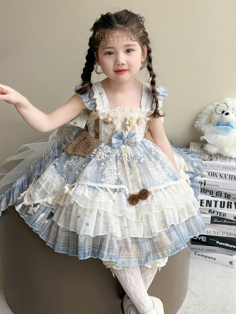 Vestido de verano para niñas, nuevo estilo 2026, vestido de princesa Lolita para niñas, vestido de cumpleaños de verano para niñas pequeñas