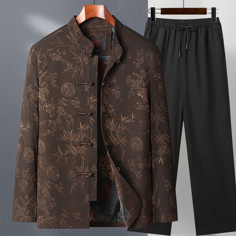 Tang Suit Men's Middle-aged and Elderly Chinese Style Hanfu Dad's Autumn Jacket suit Jacket Grandpa's Spring and Autumn Clothes for the Elderly