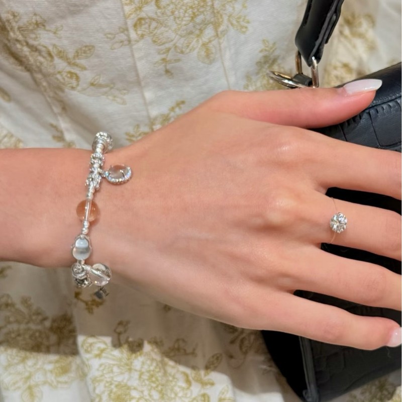 S925纯银龙心同款双A白水晶盘缠手链女轻奢小众设计高级百搭手串|undefined