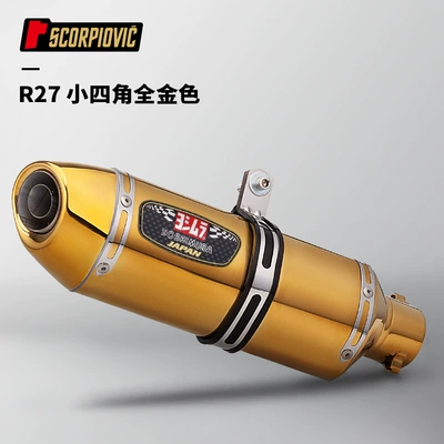 Exhaust Pipe R27 Small: Motorcycle exhaust pipe - r27-small-square-all-gold