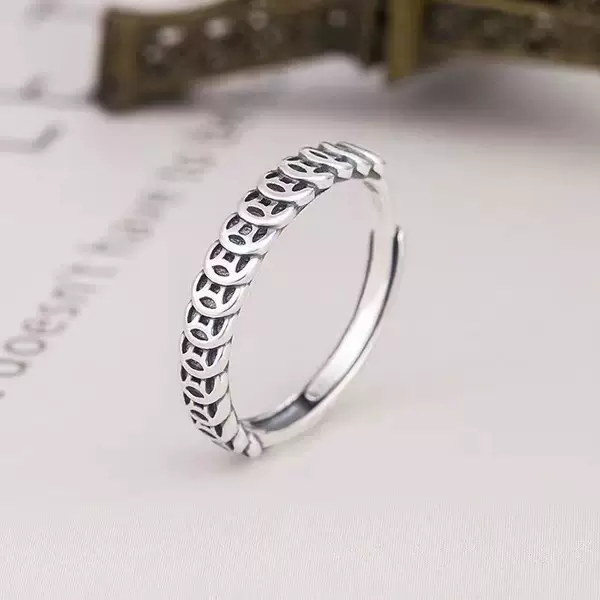 Vintage-Style Copper Coin Ring for Good Fortune, Korean-Style Ins Retro Personality Ring for the Index Finger