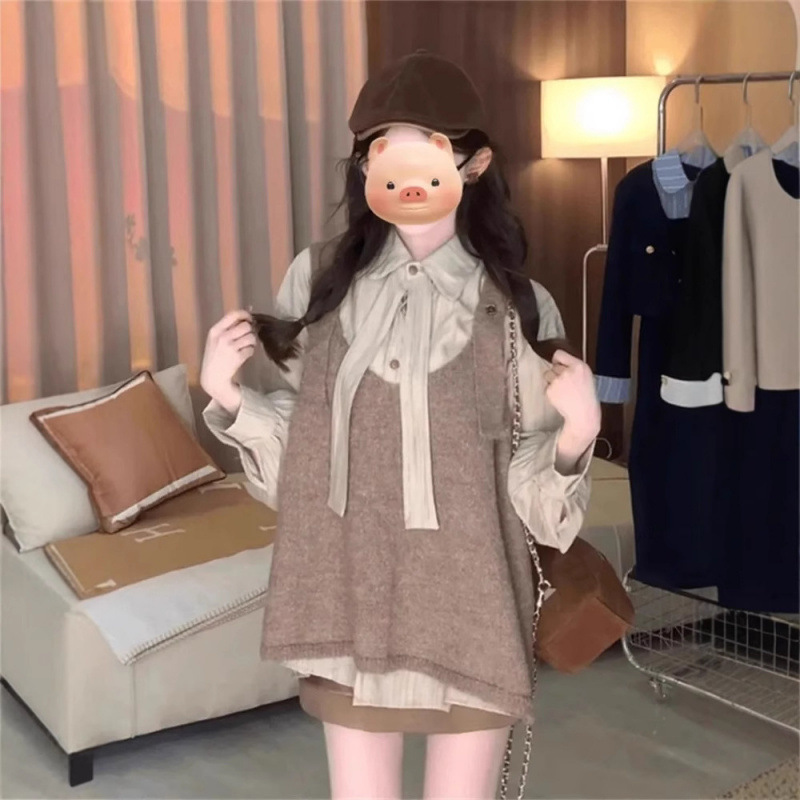 한국 스타일 슈퍼 잘 생긴 다크 브라운 조끼 여성 이른 봄 디자인 센스 쌓인 외부 waistcoat 민소매 조끼 탑