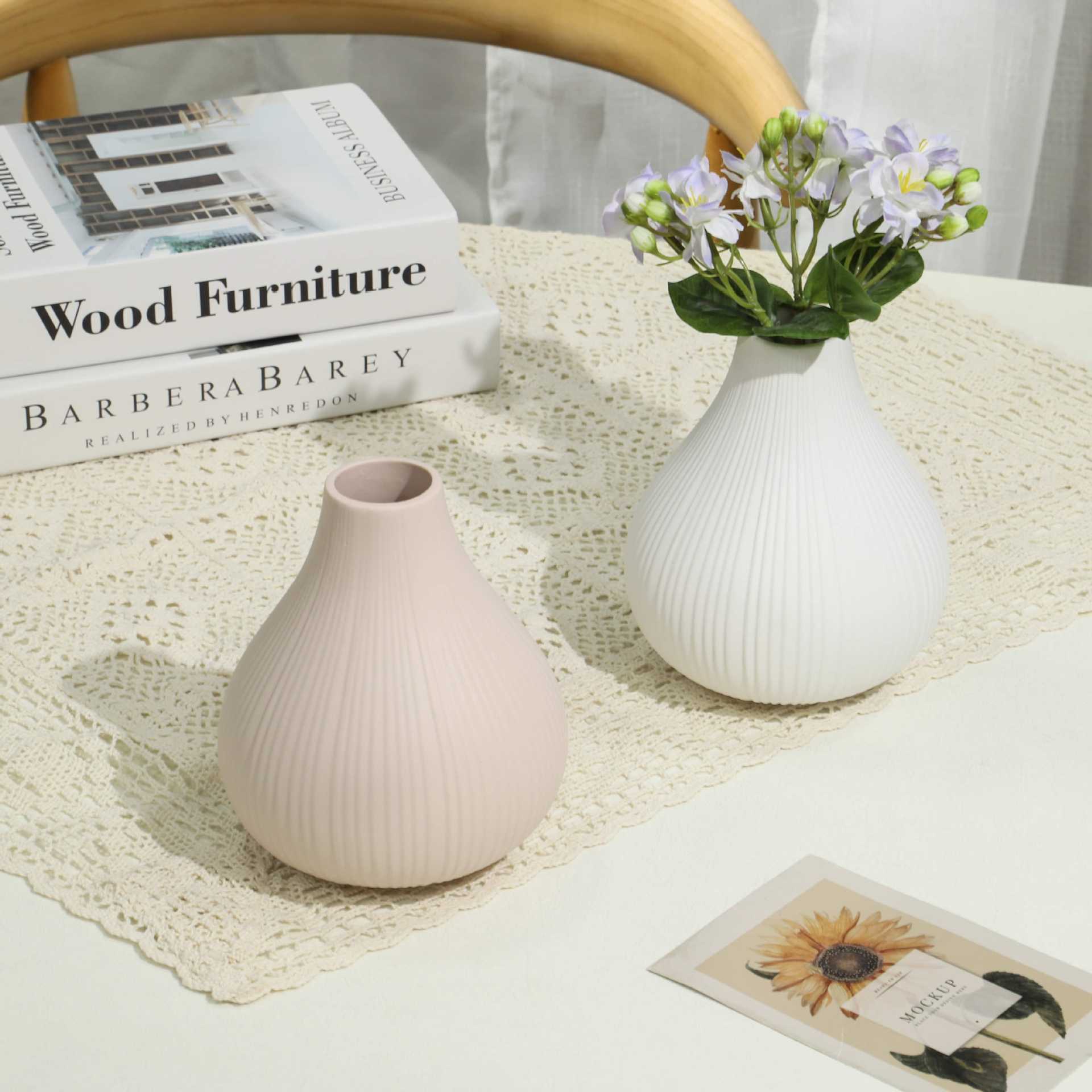 Ins Nórdica creativa decoración del hogar vasijas de cerámica adornos minimalistas vasijas de sala de estar flores secas vasijas de arte