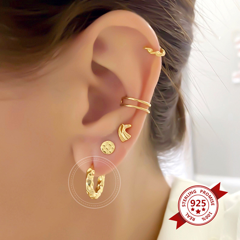 Cross-border European and American simple design ear buckle earrings twisted texture earrings