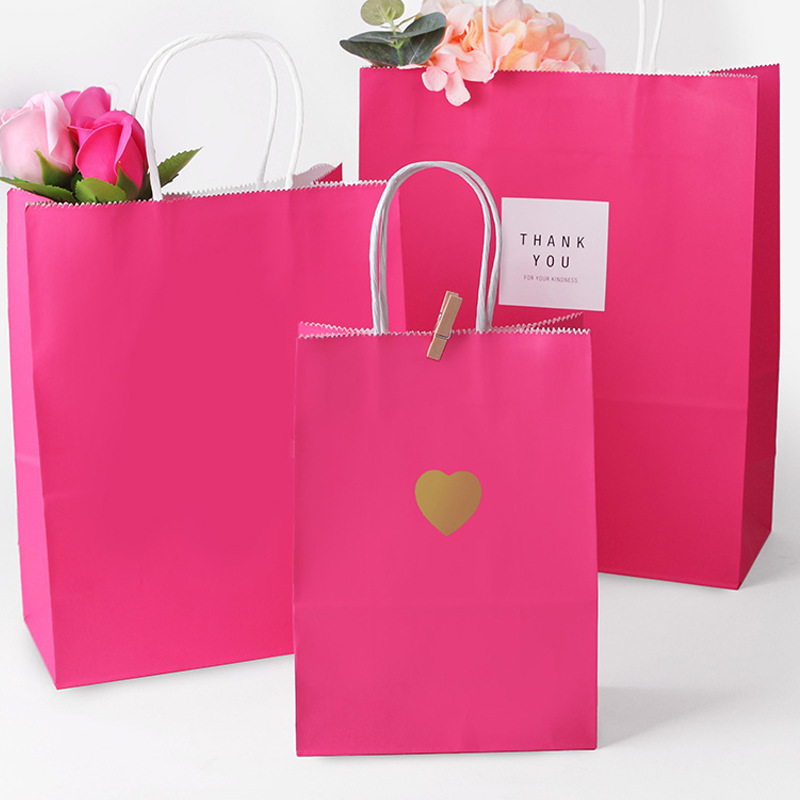 Rose red white kraft paper bag spot wholesale new multi-size gift portable wrapping paper bag 10/bag Rose red white kraft paper bag spot wholesale new multi-size gift portable wrapping paper bag 10/bag