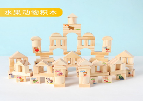 Weiweihu Puzzle para niños Gránulos grandes Bloques de construcción Fruta Pinyin Gránulos en inglés Educación temprana para niños Juguetes apilados de madera