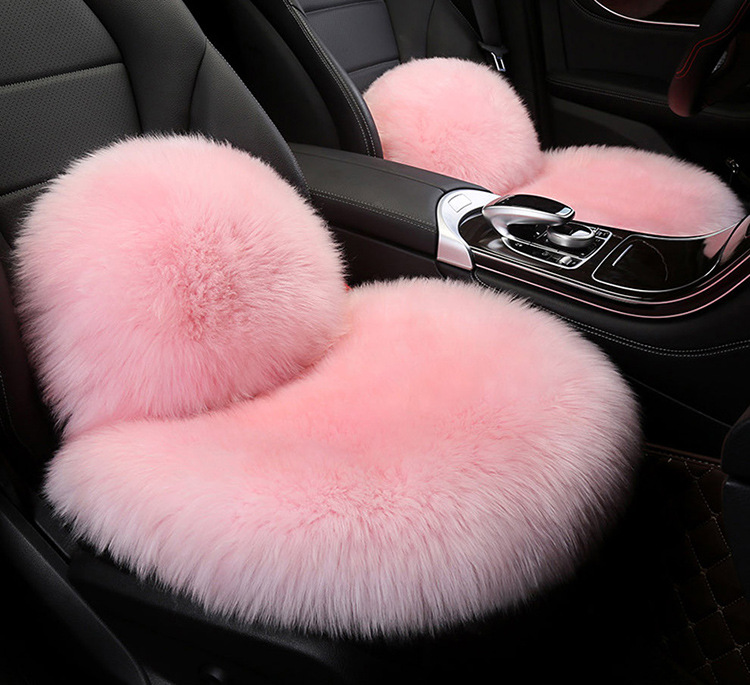 Car Winter Cushion Plush Cushion Three-piece Set Thickened Warm Fur Non-slip Integrated General Motors Cushion
