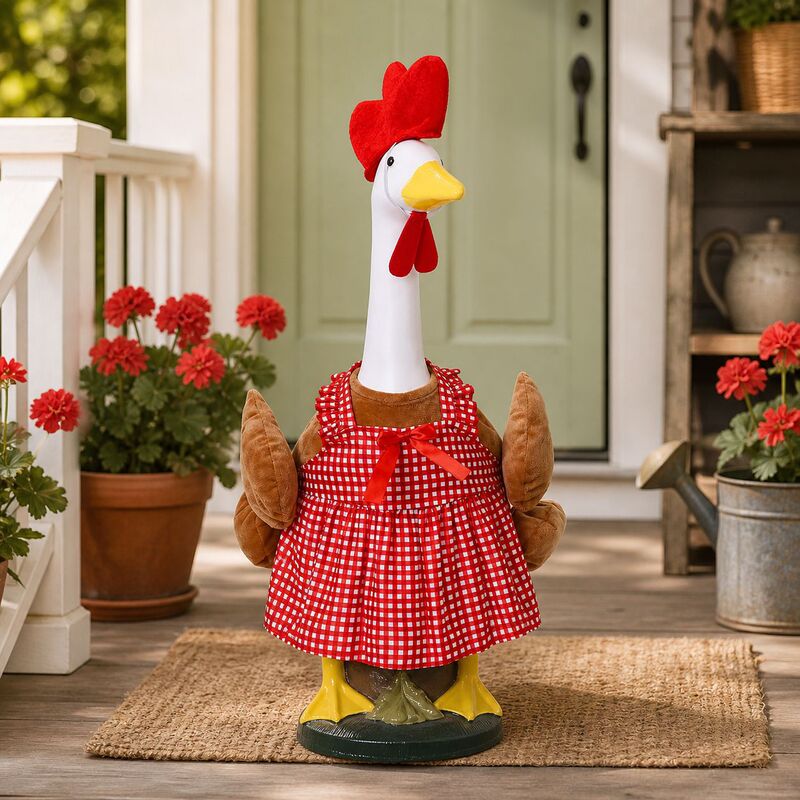 New cross-border Thanksgiving porch goose costume, turkey-shaped yard decoration 23inch big white goose dress manufacturer New cross-border Thanksgiving porch goose costume, turkey-shaped yard decoration 23inch big white goose dress manufacturer
