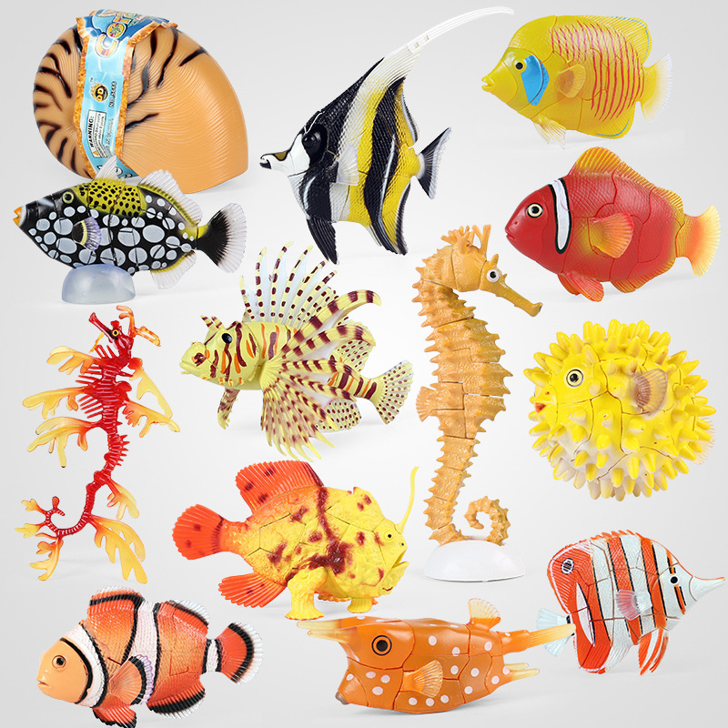 Simulated Animal Model 4D Stereo Assembled Porcupine Fish, Seahorse, Swordfish, Octopus, Lion Fish, Clown Crab Ornaments Simulated Animal Model 4D Stereo Assembled Porcupine Fish, Seahorse, Swordfish, Octopus, Lion Fish, Clown Crab Ornaments