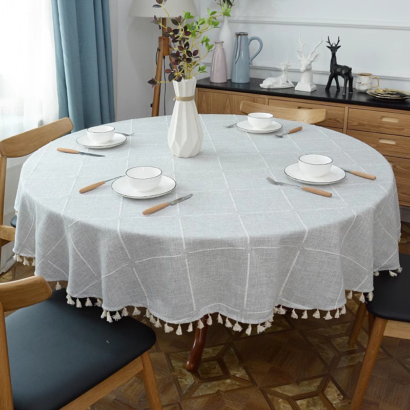 Nordic Plaid Large Round Table Tablecloth Living Room Coffee Table Round Tablecloth Household Restaurant Hotel Tablecloth Simple Modern