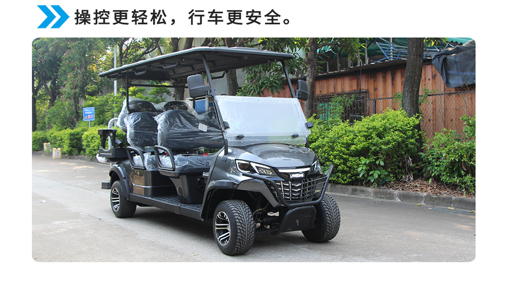 4+2 Seat Export Golf Cart, 6 Seat Low-Speed Golf Cart, Multi-Seat Tourist Shuttle Bus, Right-Hand Drive Sightseeing Vehicle