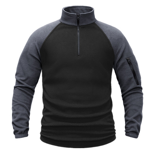 Tactical fleece for men's polar fleece warmth for autumn and winter color-matched flannel pullover stand-collar coat