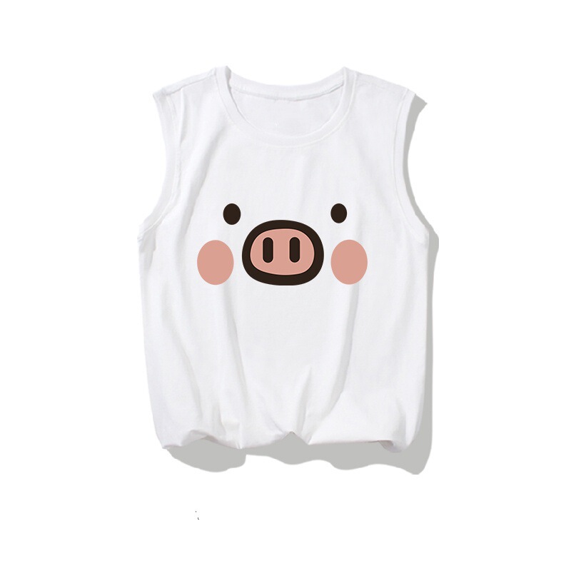 Cartoon Piggy Tank Top Sleeveless Summer Loose Casual Student Class Uniform Unisex Top Versatile New Style 12 Cartoon Piggy Tank Top Sleeveless Summer Loose Casual Student Class Uniform Unisex Top Versatile New Style 12