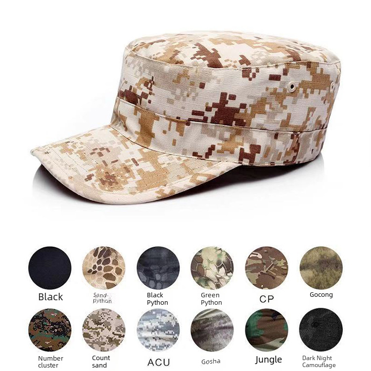 Tactical Soldier Hat Military Fan Camouflage Flat Hat Student Military Training Sun Protection Hat Outdoor Leisure Fishing Hat Cotton