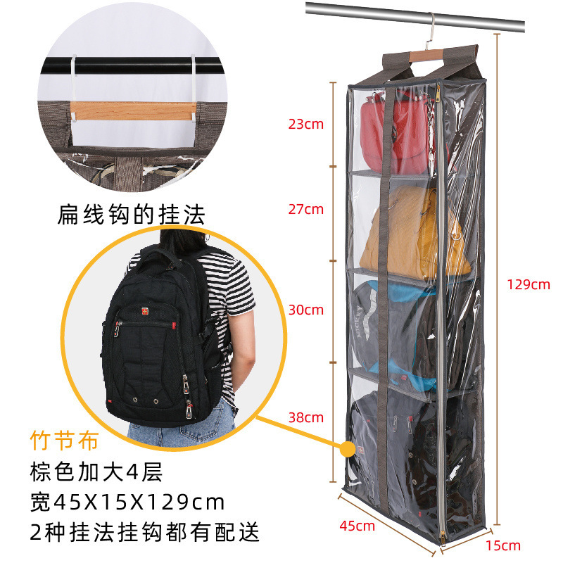 Puerta trasera bolsa a prueba de polvo almacenar bolsa colgante armario colgante bolsa colgante pared sombrero marco de acabado de tela transparente fijación Fengzhihe