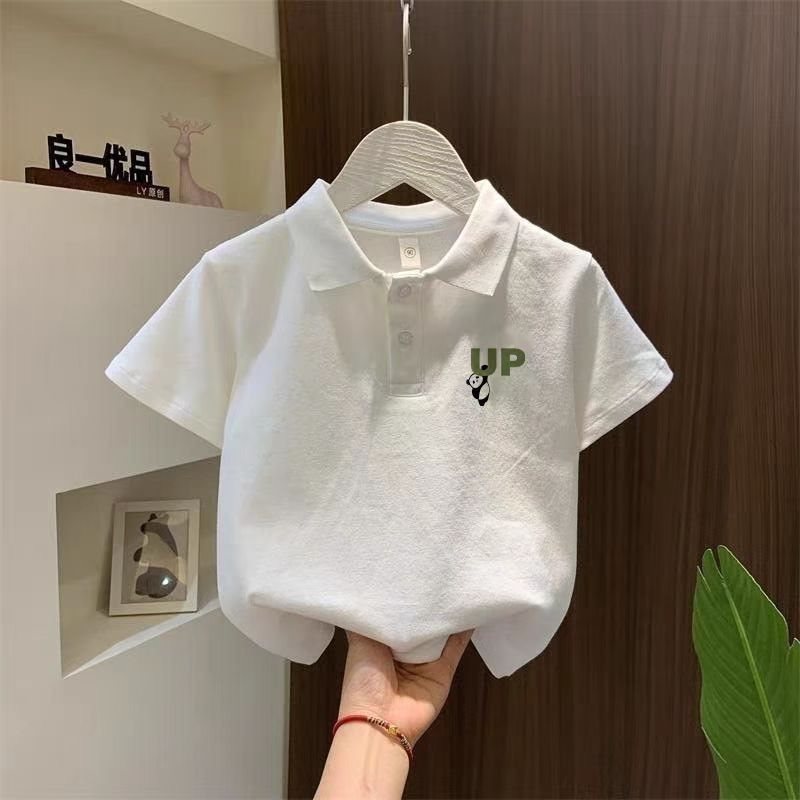 Korean style children's student breathable casual collared short-sleeved t-shirt for boys, summer 2026, polo shirt for middle and large children.