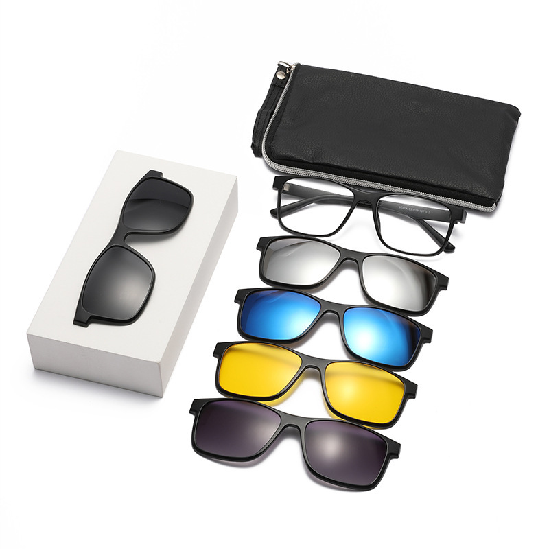 New cross-border mirror UV-proof sunglasses with a five-polarized magnetic clip with storage bag can be equipped with CT