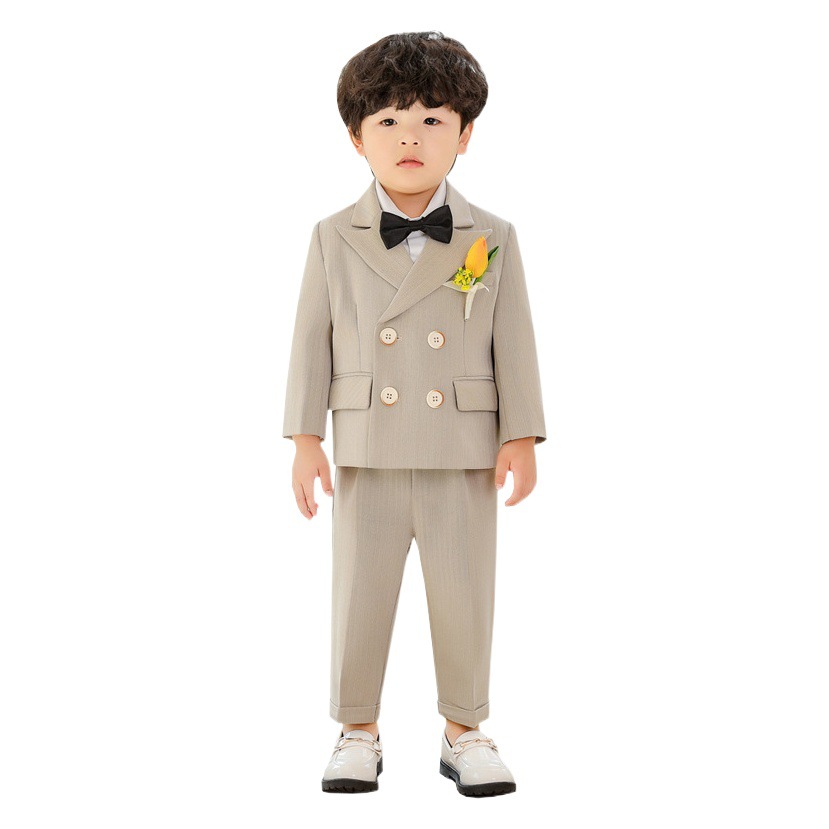 Children's suit suit autumn and winter fleece-lined flower girl wedding dress performance costume children's British boy's small suit