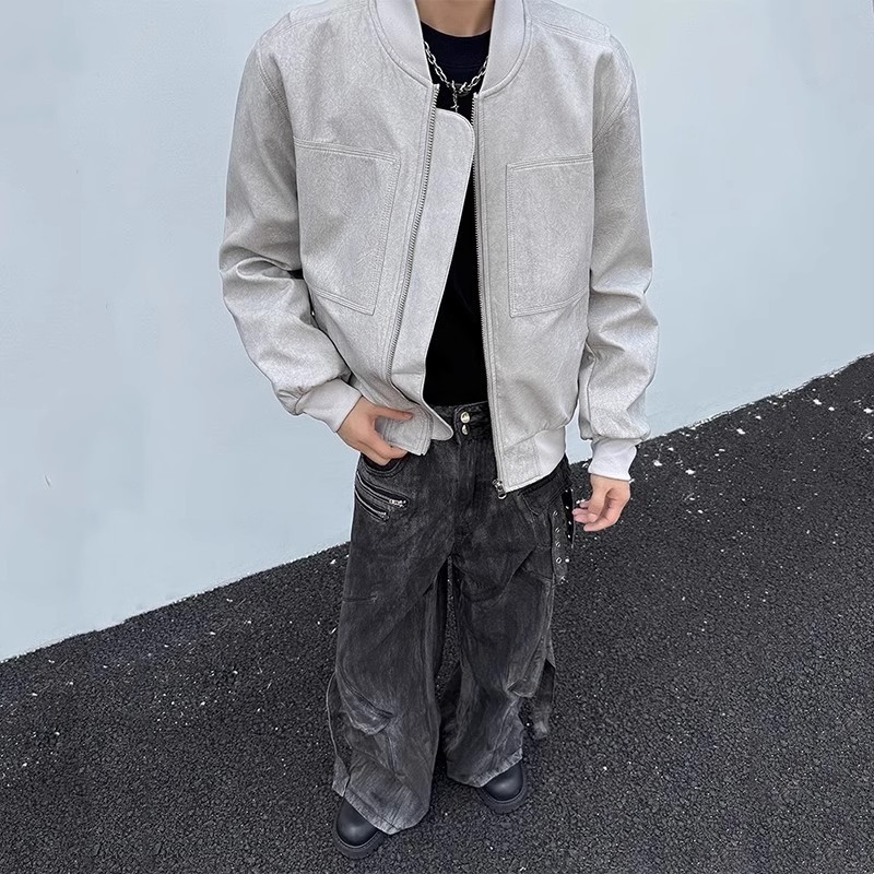 New loose fitting lapel sports jacket for men in autumn and winter, paired with a pilot jacket and short baseball jacket_voghion.com