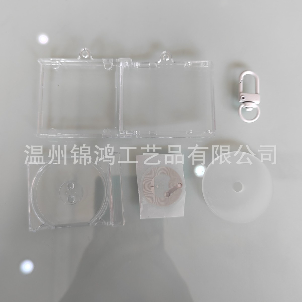 透明迷你小CD盒钥匙扣 NFC唱片挂件 歌曲专辑收藏盒 黑胶唱片