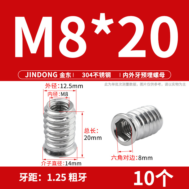 304 ステンレス鋼の内外ネジ埋め込みナット家具セットナット六角穴付き皿ネジネジファームウェア|undefined