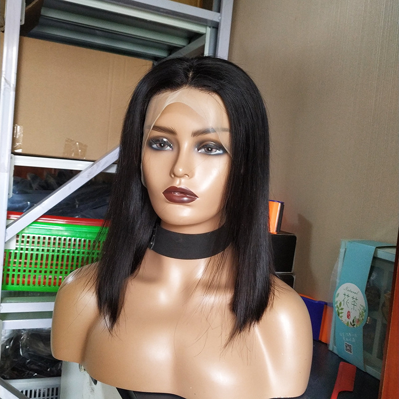 T-shaped lace headgear real human hair straight front lace wave 13x4x1 T part lace bob wig