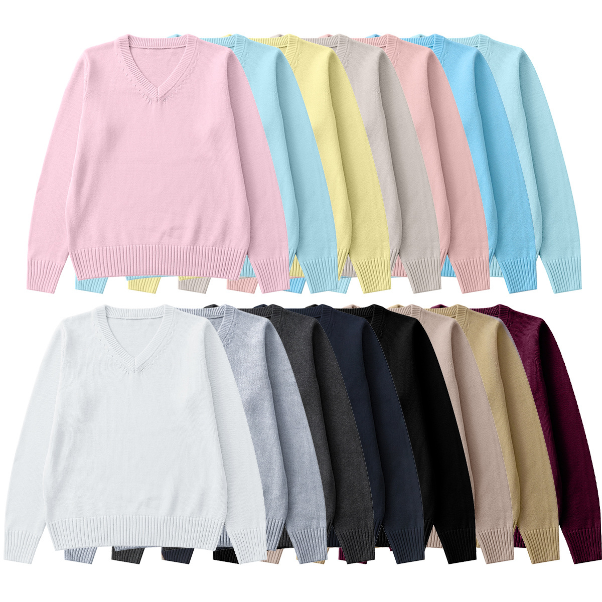 Zhuobei Clothing Japanese School Style Jk Uniform Unisex Student Knitted V-Neck Pullover Sweater Uniform Thickened