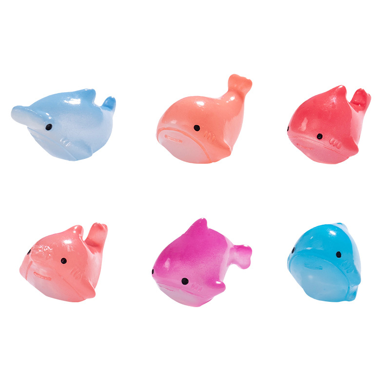 (2개) 마이크로 풍경 창의적 귀여운 빛나는 작은 상어 해양 동물 장식품 DIY 수족관 어항 장식 액세서리