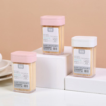 商超方盒牙签筒推盖取牙签精品毛竹双头细牙签高档家用商用牙签盒