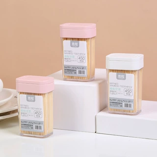 商超方盒牙签筒推盖取牙签精品毛竹双头细牙签高档家用商用牙签盒