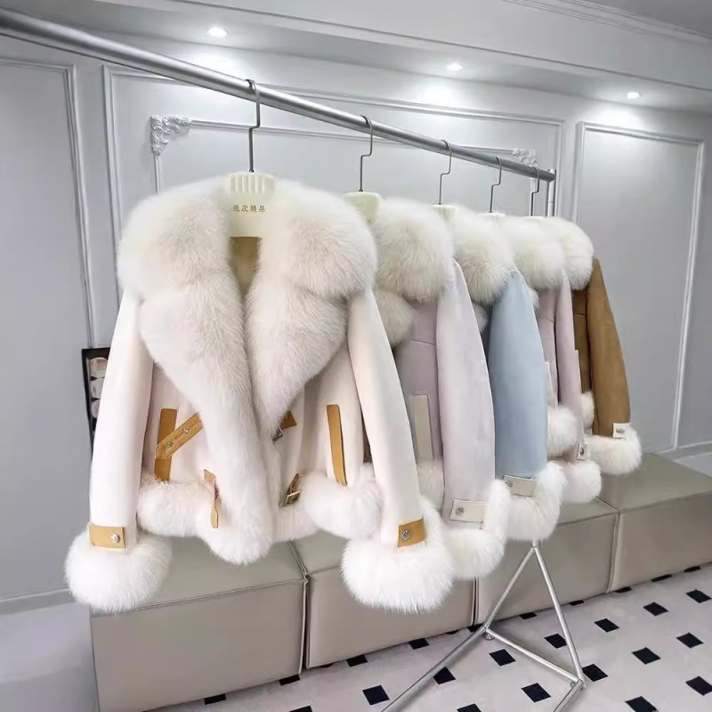 Down Cotton Jacket 2025 Winter New Korean Style Motorcycle Short Style Young Style Faux Fox Fur Coat for Girls Down Cotton Jacket 2025 Winter New Korean Style Motorcycle Short Style Young Style Faux Fox Fur Coat for Girls