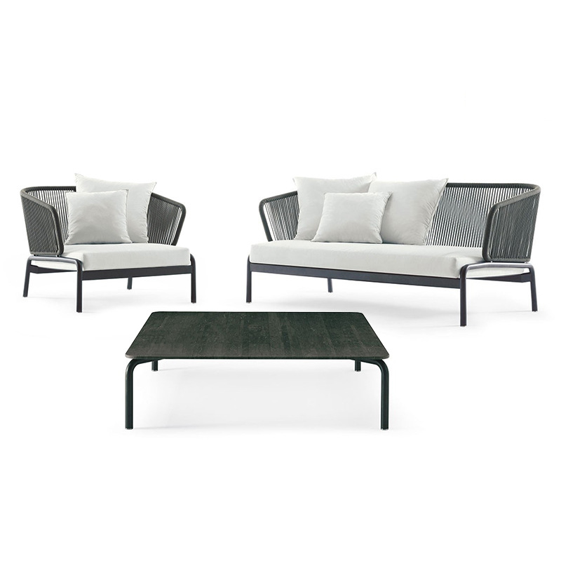 Nórdico al aire libre sofá diseñador patio al aire libre jardín doble balcón sofá de ratán pequeño apartamento acostado cama ocio