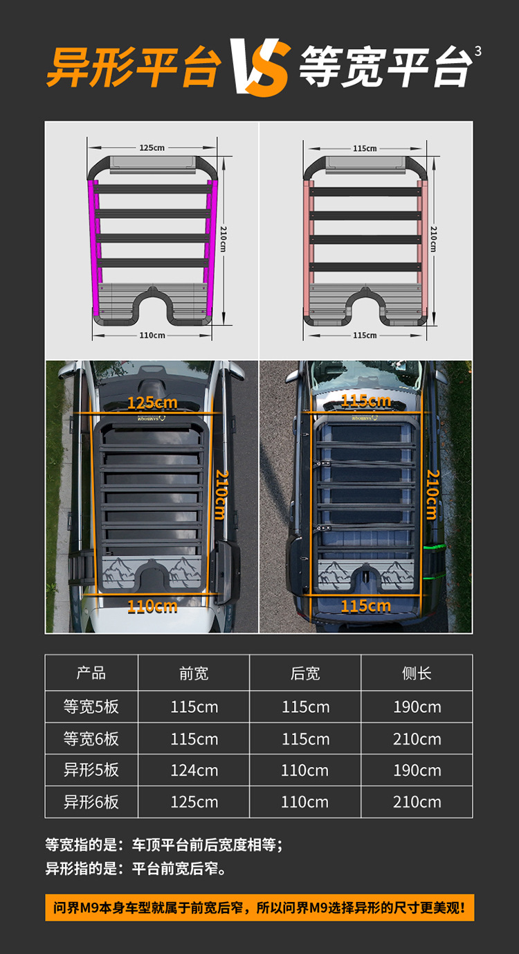 Ask the world M9 roof rack roof frame ladder school bag side account equipment box mountain step curve roof platform travel ladder