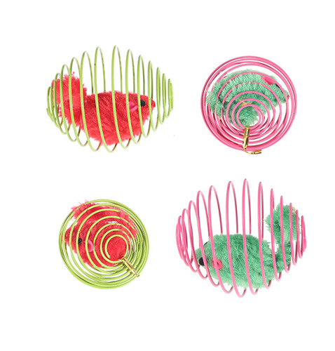 Cross-border Amazon New Spring Cat Toy Cage, Mouse Flocked Solid Color Mouse Cat Toy Manufacturer Cat Toys