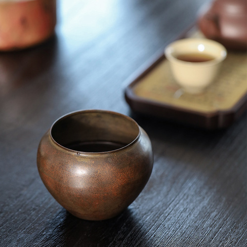 Wholesale vintage copper tea wash household tea set accessories tea bowl Zen tea ceremony spare parts water bowl water washing tea dregs tank