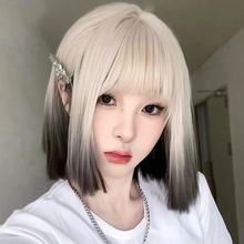 短发假发女减龄仿全真人爆顶染渐变一刀切Lolita万用假发全头套式