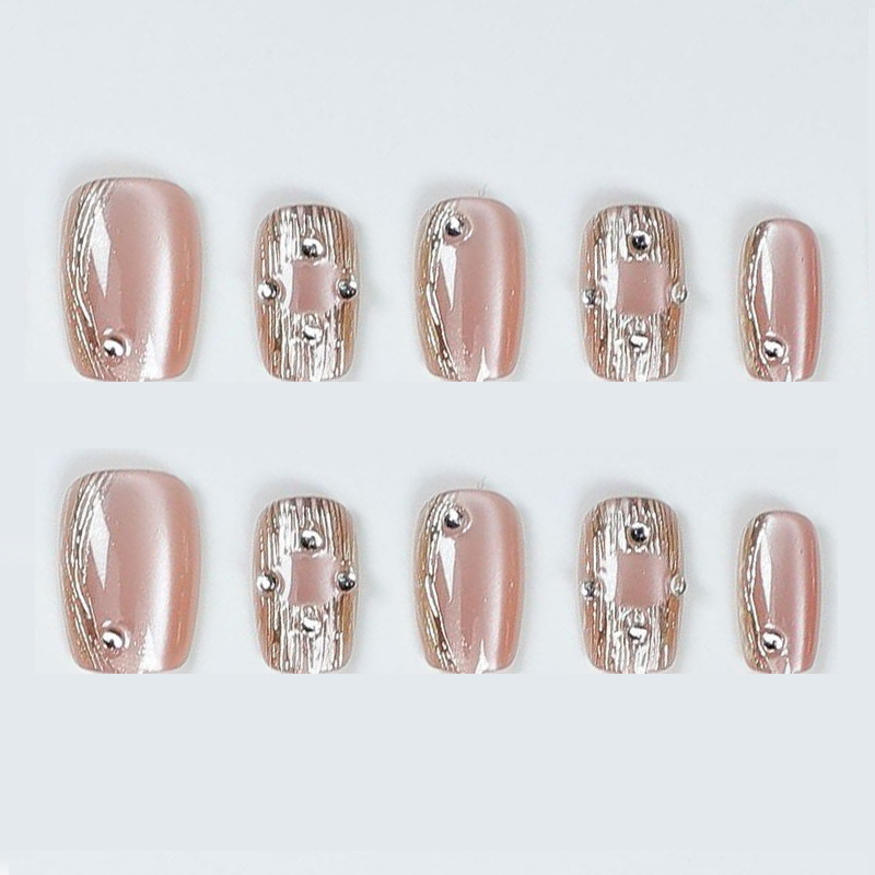 10 piezas en un paquete de polvo de cristal de gafas mágicas de ojos de gato, polvo de brillo suave de primavera y verano, parche de manicura de novia