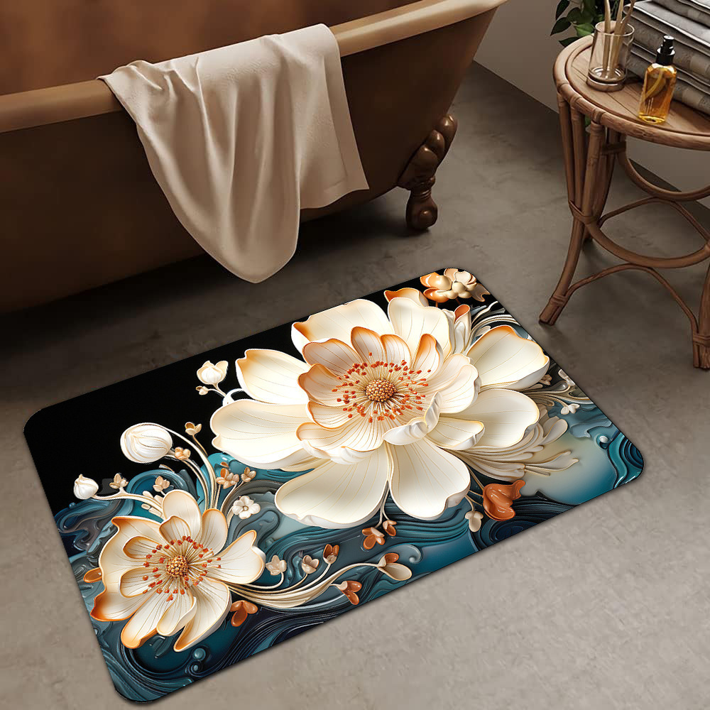 Alfombrilla de barro de diatomeas de flores tridimensionales de lujo ligero transfronterizo, alfombrilla de baño, alfombrilla de pie absorbente y antideslizante para el hogar, alfombrilla de entrada