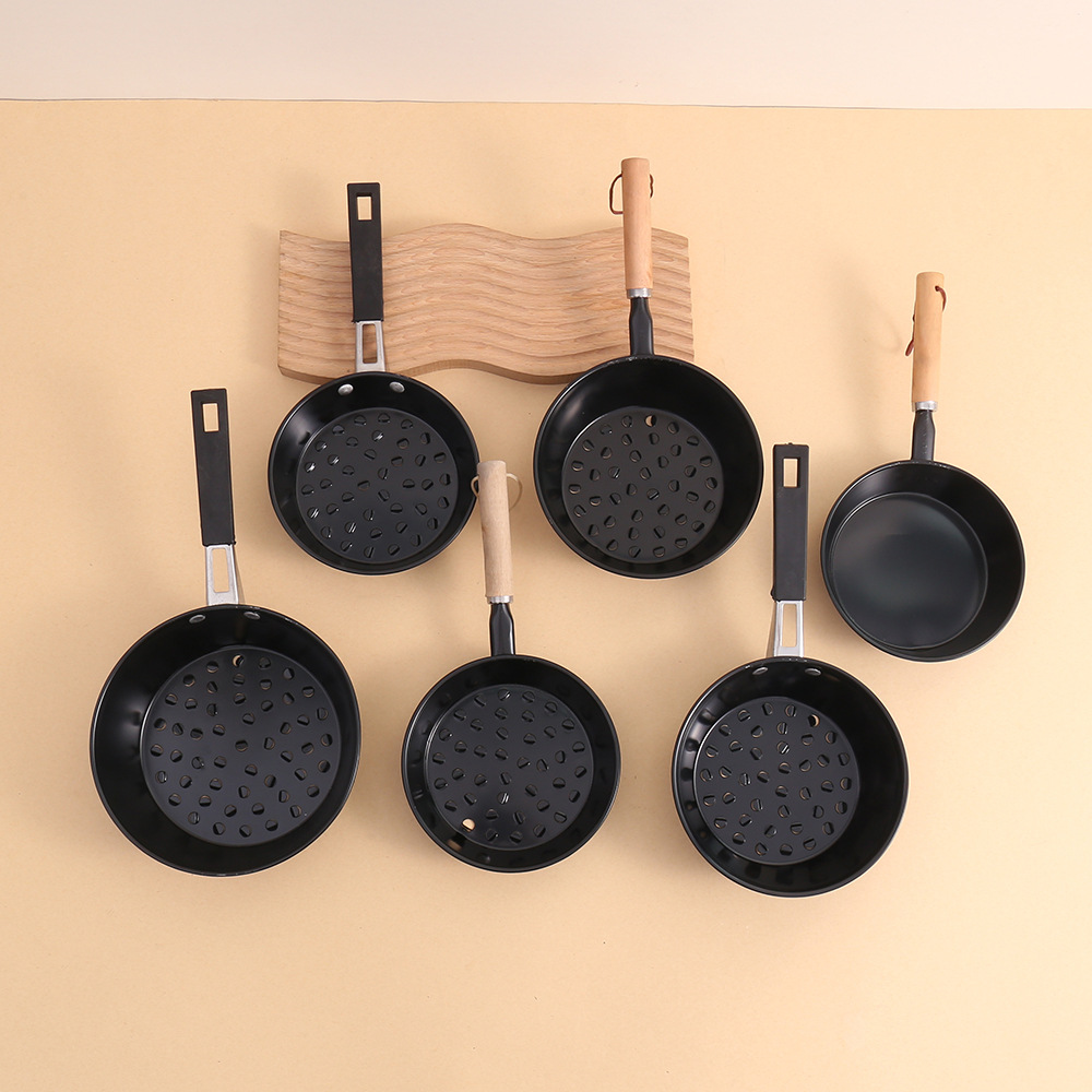 New high-quality black pot barbecue charcoal pot with carbon spoon 14/16/18CM with holes, picnic tool, portable camping charcoal pot