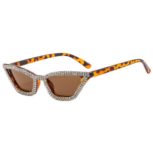 European and American new fashion diamond-encrusted cat-eye sunglasses Cross-border ladies elegant high-end sunglasses personalized sunglasses