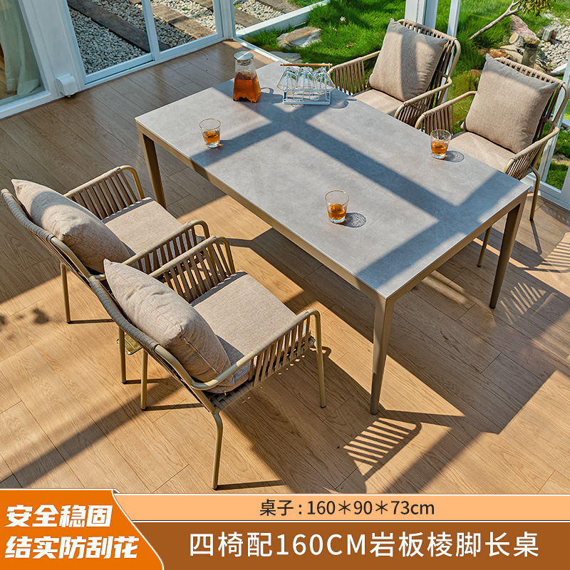 Al Aire Libre mesa y silla patio anticorrosión de madera jardín al aire libre cafetería al aire libre de madera de plástico tabla larga combinación fábrica de Ventas Directas