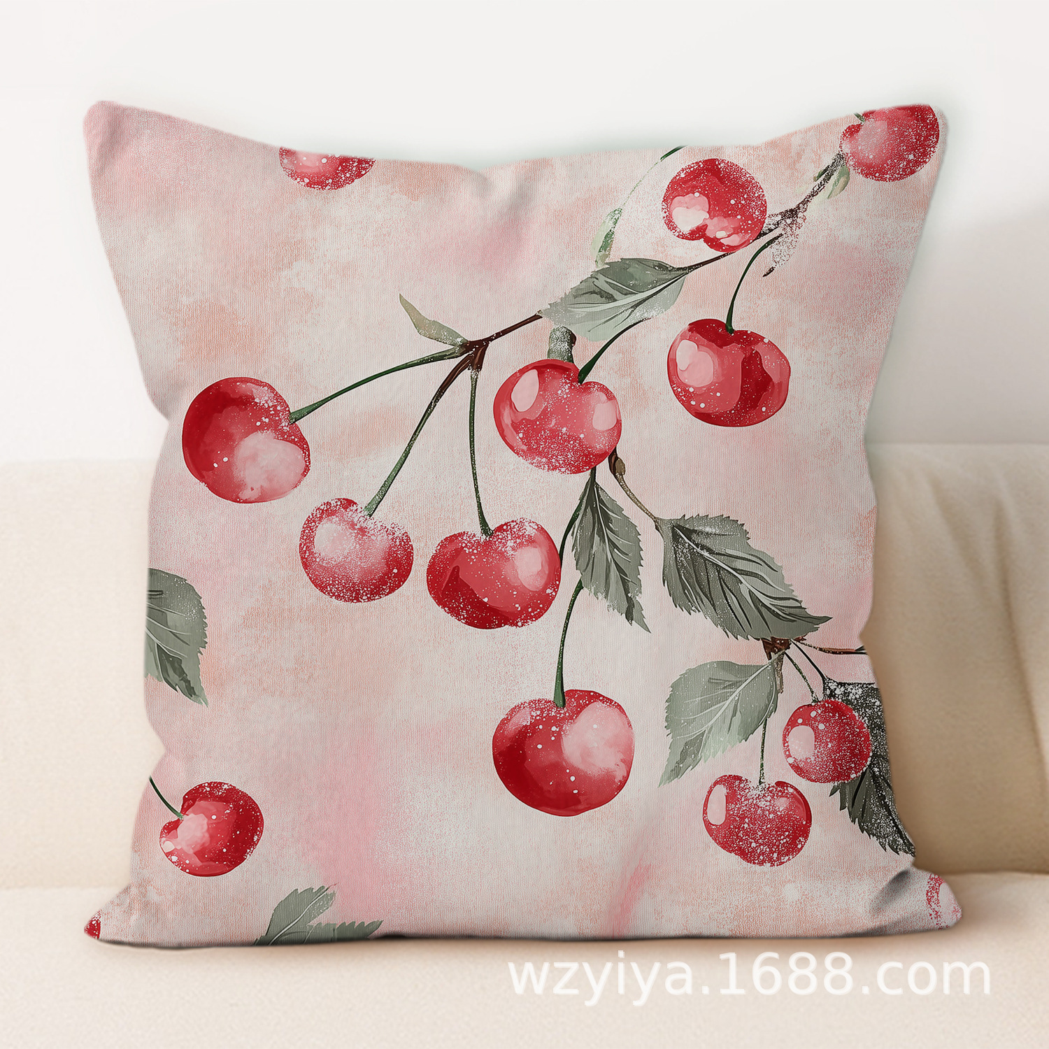 Frutas estampadas almohada acuarela moderna cuadrada sala de estar sofá dormitorio cabezal de cama almohada funda sin núcleo cojín