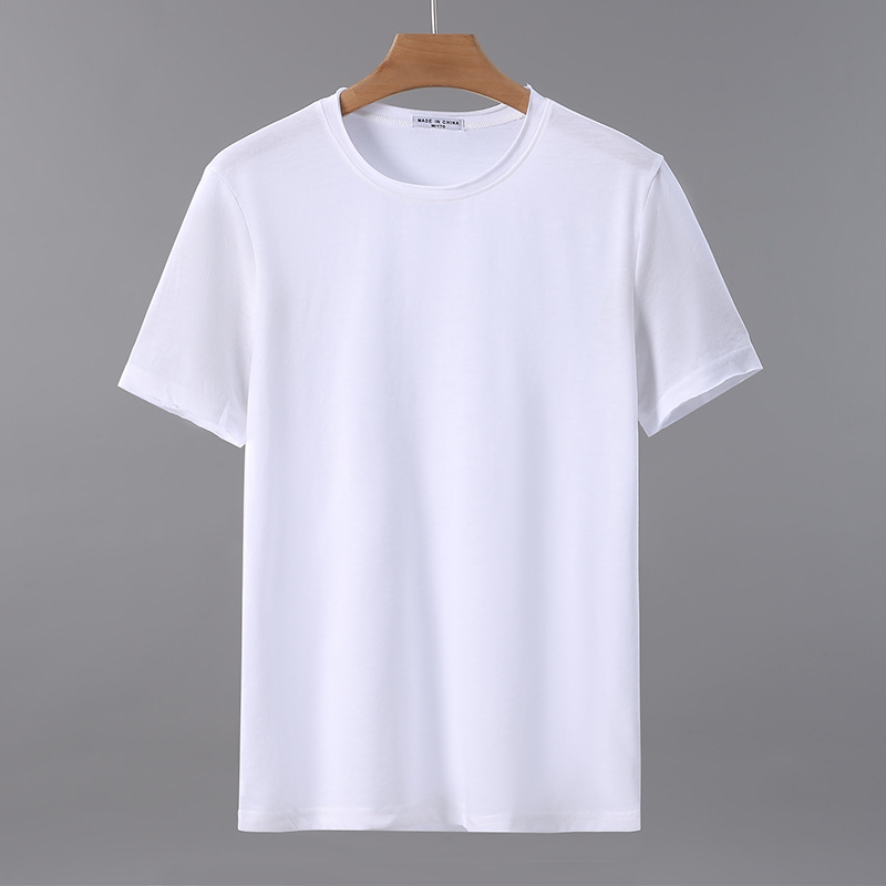 Pure cotton, solid color, short sleeved T-shirt with a base, white T-shirt with inner layer, men's half sleeved T-shirt_voghion.com