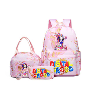 Hot Style Suitable for Boys and Girls, Magical Digital Circus Peripheral Backpack, Pencil Case, Lunch Bag Three-Piece Set