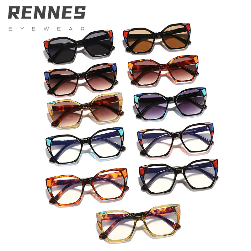 Nuevo estilo retro moderno moda caja ins mismo estilo gafas de sol para exteriores 2024 gafas anti-luz azul sin maquillaje